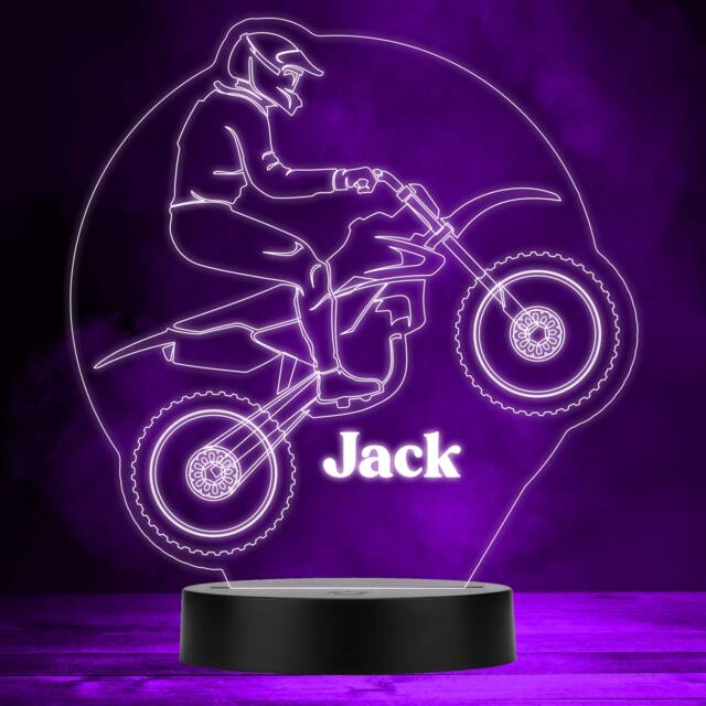 Sport Motorcyclist Silhouette Motorsport Fan Personalised Gift Rgb Night Light - Bedroom Lamp - image 1