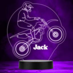 Sport Motorcyclist Silhouette Motorsport Fan Personalised Gift Rgb Night Light - Bedroom Lamp