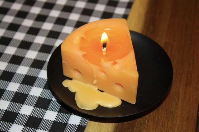Cheese Candle Novelty Soy Wax Pillar Candle, Fun Home Decor - image 1