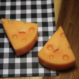 Cheese Candle Novelty Soy Wax Pillar Candle, Fun Home Decor - thumbnail 2
