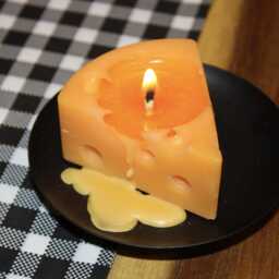 Cheese Candle Novelty Soy Wax Pillar Candle, Fun Home Decor - thumbnail 2