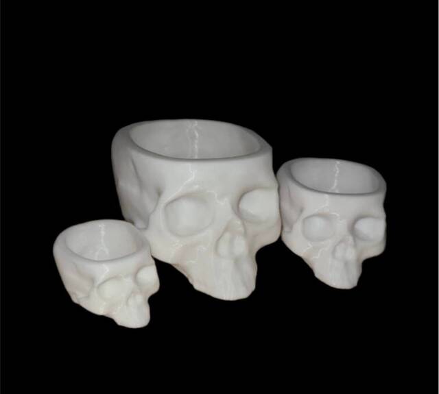 Creepy Skull Planter Gothic Home Decor, Halloween Candy Bowl - image 1