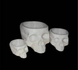 Creepy Skull Planter Gothic Home Decor, Halloween Candy Bowl - thumbnail 1