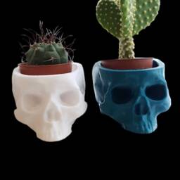 Creepy Skull Planter Gothic Home Decor, Halloween Candy Bowl - thumbnail 4
