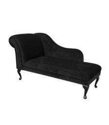 Plush Black Large Chaise Longue - Soft Indoor Lounger Handmade in Britain