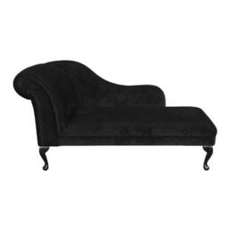 Plush Black Large Chaise Longue - Soft Indoor Lounger Handmade in Britain - thumbnail 2