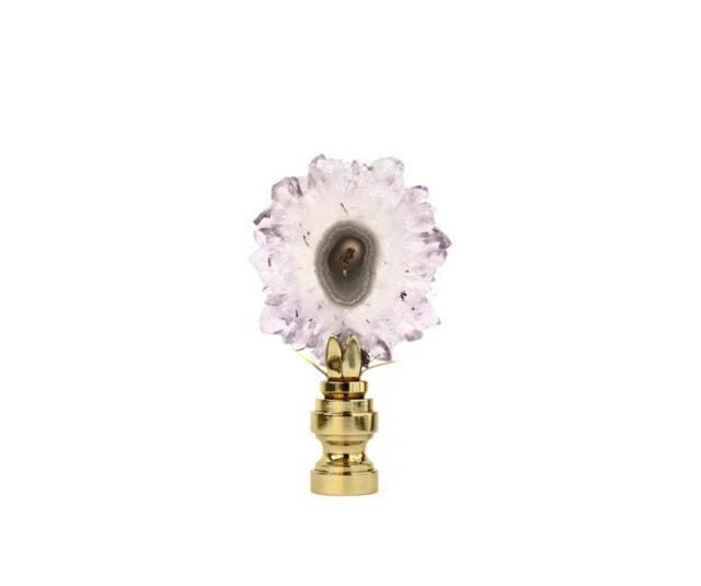Amethyst Slice Lamp Finial - Stalactite Decoration Topper