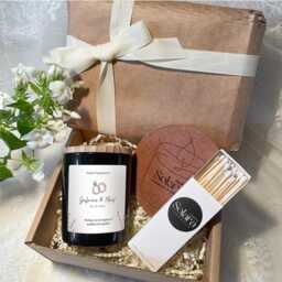 Personalised Engagement Candle Gift, Custom Names & Date, Soy Wax - thumbnail 4