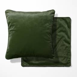 Large Forest Green Velvet Double Sided Cushion With Optional Piping, Pillow Cover, Cushion, 19 Inch Square - thumbnail 1