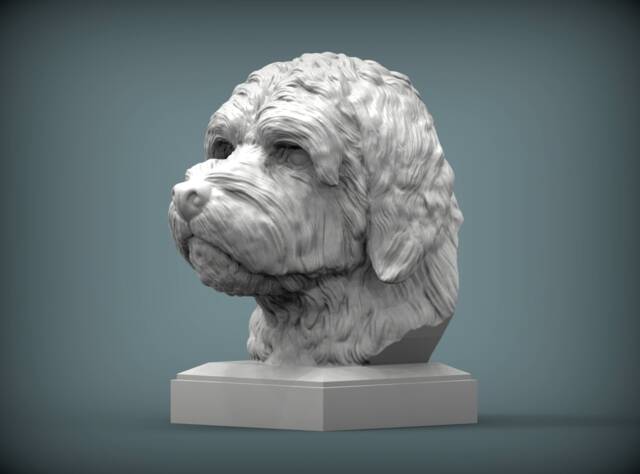 3D Printed Goldendoodle Bust Pet Memorial Dog Figurine - image 1