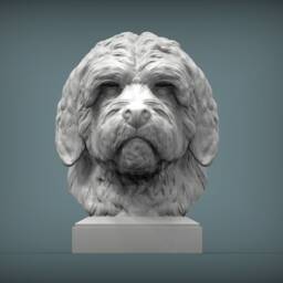 3D Printed Goldendoodle Bust Pet Memorial Dog Figurine - thumbnail 3