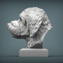 3D Printed Goldendoodle Bust Pet Memorial Dog Figurine - thumbnail 2