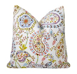 Paisley Floral Pillow Cover Designer Linen Cotton Blend Accent - thumbnail 1