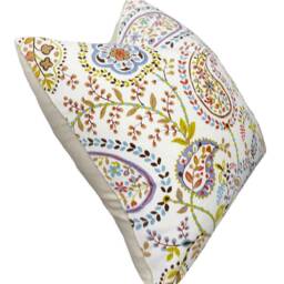 Paisley Floral Pillow Cover Designer Linen Cotton Blend Accent - thumbnail 2