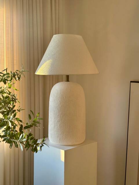 28 Inches Ceramic Table Lamp Unglazed Ceramic Textured Table Lamp Lampshade Perfect For Entryway Bedroom Living Room To Get Wabi Sabi Look - image 1