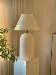 28 Inches Ceramic Table Lamp Unglazed Ceramic Textured Table Lamp Lampshade Perfect For Entryway Bedroom Living Room To Get Wabi Sabi Look - thumbnail 1