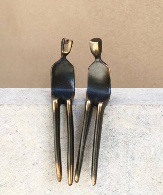 Be Mine - Bronze Sculpture Of Gay Couple Lgbtq Gifts Wedding Cake Topper Anniversary- Valentine - image 1