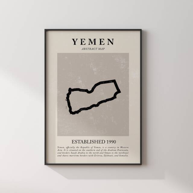 Abstract Yemen Map Vintage Wall Art Print Picasso + Matisse Inspired Travel Poster - image 1