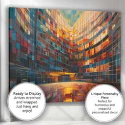 Contemporary Curved Glass Office Building Abstract Architectural Canvas Wall Art Print Decor Picture Ready To Hang - thumbnail 3