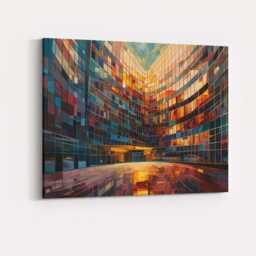 Contemporary Curved Glass Office Building Abstract Architectural Canvas Wall Art Print Decor Picture Ready To Hang - thumbnail 4