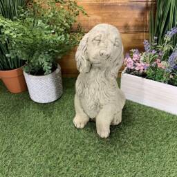 Stone Garden Large Sitting Spaniel Dog Puppy Hound Ornament Memorial Statue - thumbnail 2