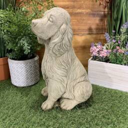 Stone Garden Large Sitting Spaniel Dog Puppy Hound Ornament Memorial Statue - thumbnail 3