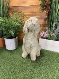 Stone Garden Large Sitting Spaniel Dog Puppy Hound Ornament Memorial Statue - thumbnail 1