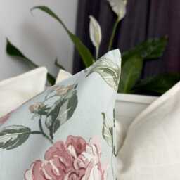 Cotton Duck Egg Blue Floral Cushion Cover William Morries Style Pillow For Home Decor Scatter Covers - All Sizes - thumbnail 3