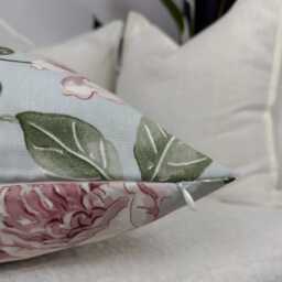 Cotton Duck Egg Blue Floral Cushion Cover William Morries Style Pillow For Home Decor Scatter Covers - All Sizes - thumbnail 2
