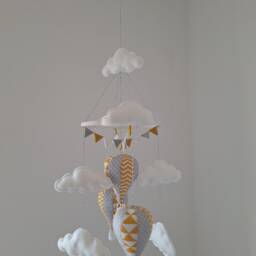 Geometrical Grey Polka Hot Air Balloon Baby Mobile - thumbnail 2