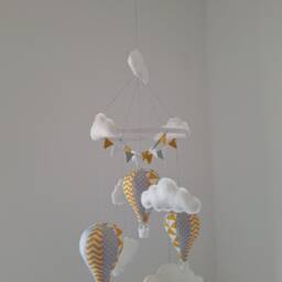 Geometrical Grey Polka Hot Air Balloon Baby Mobile - thumbnail 3