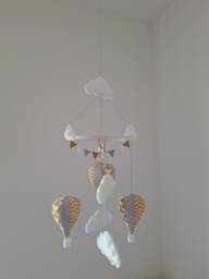 Geometrical Grey Polka Hot Air Balloon Baby Mobile