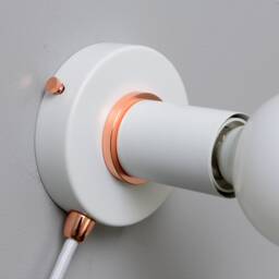 White Plug in Wall Sconce Light With Rose Gold Ring - Flush Mount Lamp Fixture Mid Century Industrial Modern Edison Bulb Lighting - thumbnail 3