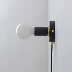 White Plug in Wall Sconce Light With Rose Gold Ring - Flush Mount Lamp Fixture Mid Century Industrial Modern Edison Bulb Lighting - thumbnail 4