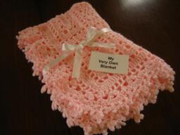Soft Pink Lace Hand Crocheted Baby Girl Blanket - thumbnail 1