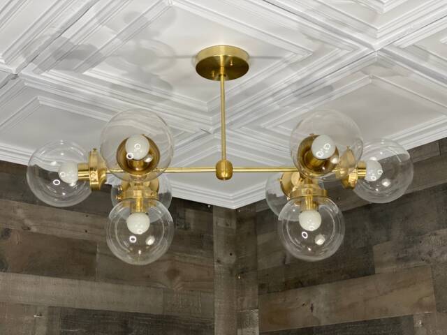 Sarang Modern 8 Light 6 in Globe Sputnik Mid Century Industrial Hanging Chandelier - image 1