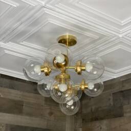 Sarang Modern 8 Light 6 in Globe Sputnik Mid Century Industrial Hanging Chandelier - thumbnail 4