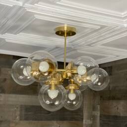 Sarang Modern 8 Light 6 in Globe Sputnik Mid Century Industrial Hanging Chandelier - thumbnail 3