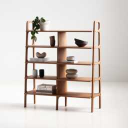 Wooden Bookshelf Customizable Mid-Century Modern Bookcase, Storage Cabinet