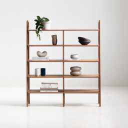 Wooden Bookshelf Customizable Mid-Century Modern Bookcase, Storage Cabinet - thumbnail 2