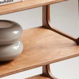 Wooden Bookshelf Customizable Mid-Century Modern Bookcase, Storage Cabinet - thumbnail 3