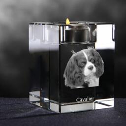 Cavalier, Crystal Candlestick With Dog, Souvenir, Decoration, Limited Edition, Collection - thumbnail 2