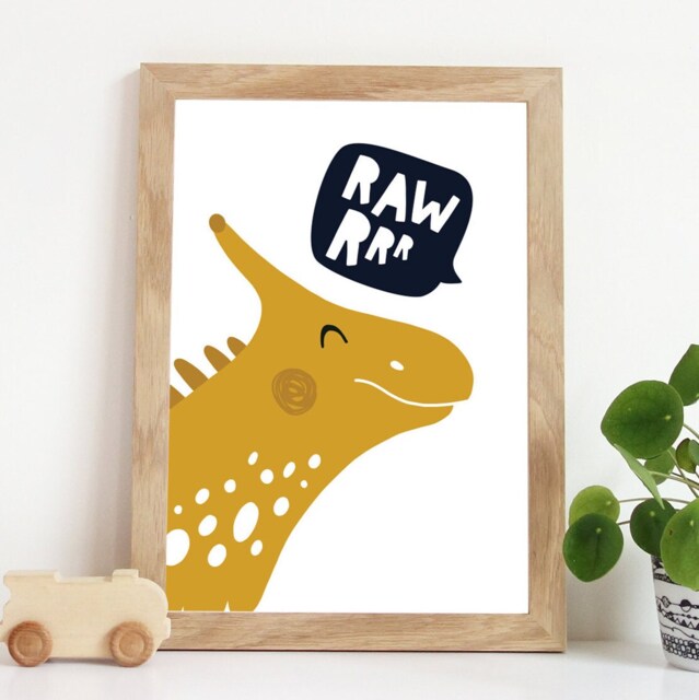 Boys Nursery Prints, Dinosaur Wall Art, Bedroom Quotes, Wild & Free, Children's Decor, Roar, Dino - image 1