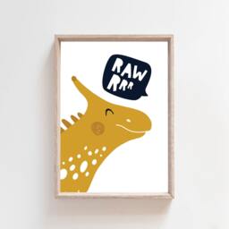 Boys Nursery Prints, Dinosaur Wall Art, Bedroom Quotes, Wild & Free, Children's Decor, Roar, Dino - thumbnail 2