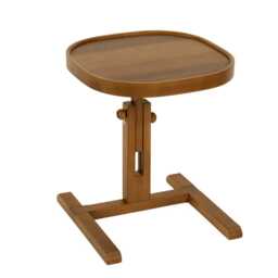 Oak C Shaped Side Table, Adjustable Wooden Sofa End Table For Laptop & Coffee - thumbnail 4