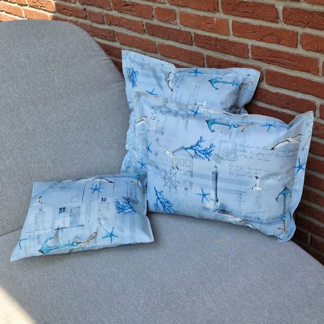 Outdoor Cushions - Made Of Oilcloth Maritime Shabby Modern Living, Garden & Lounge Decoration in Three Different Sizes - image 1