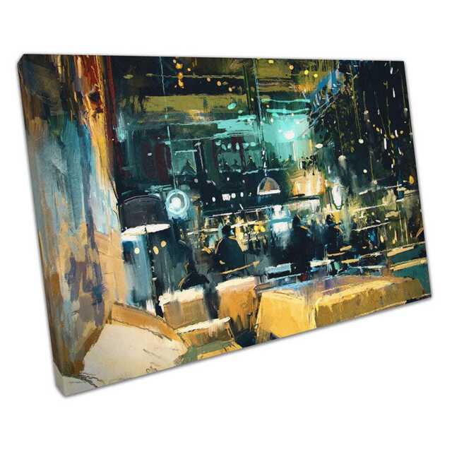 Vibrant Bar & Restaurant Illustration Ready-To-Hang Wall Art For Home Or Office Decor - image 1