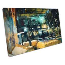 Vibrant Bar & Restaurant Illustration Ready-To-Hang Wall Art For Home Or Office Decor - thumbnail 1