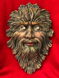 Green Man Mask Wall Hanging Ceramic Art