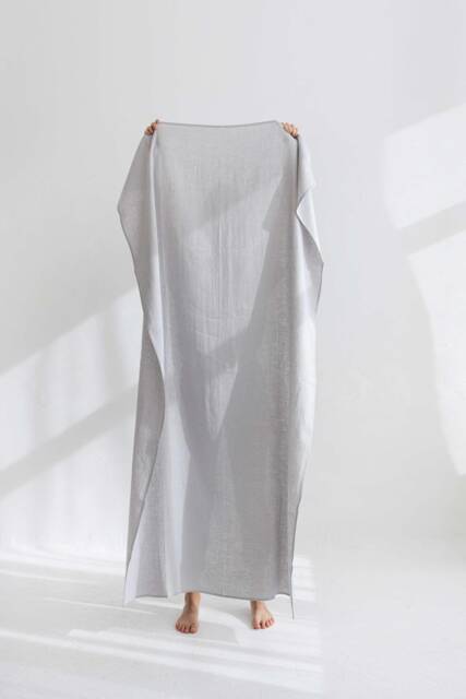 Cloud Grey Linen Beach Towel - Large, Stone Washed - image 1